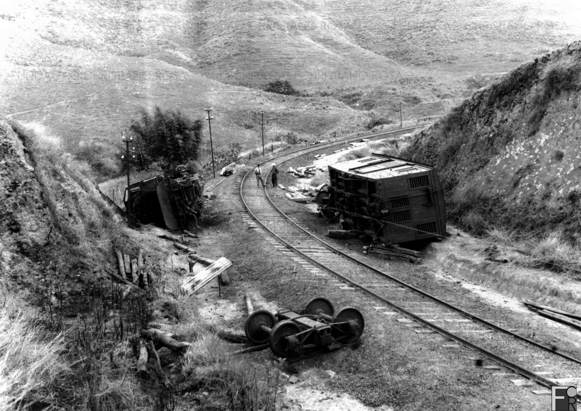 Detalhe de acidente com o "Piqueteiro", na linha Piquete x Lorena das 11h05min do dia 19 de agosto de 1958.