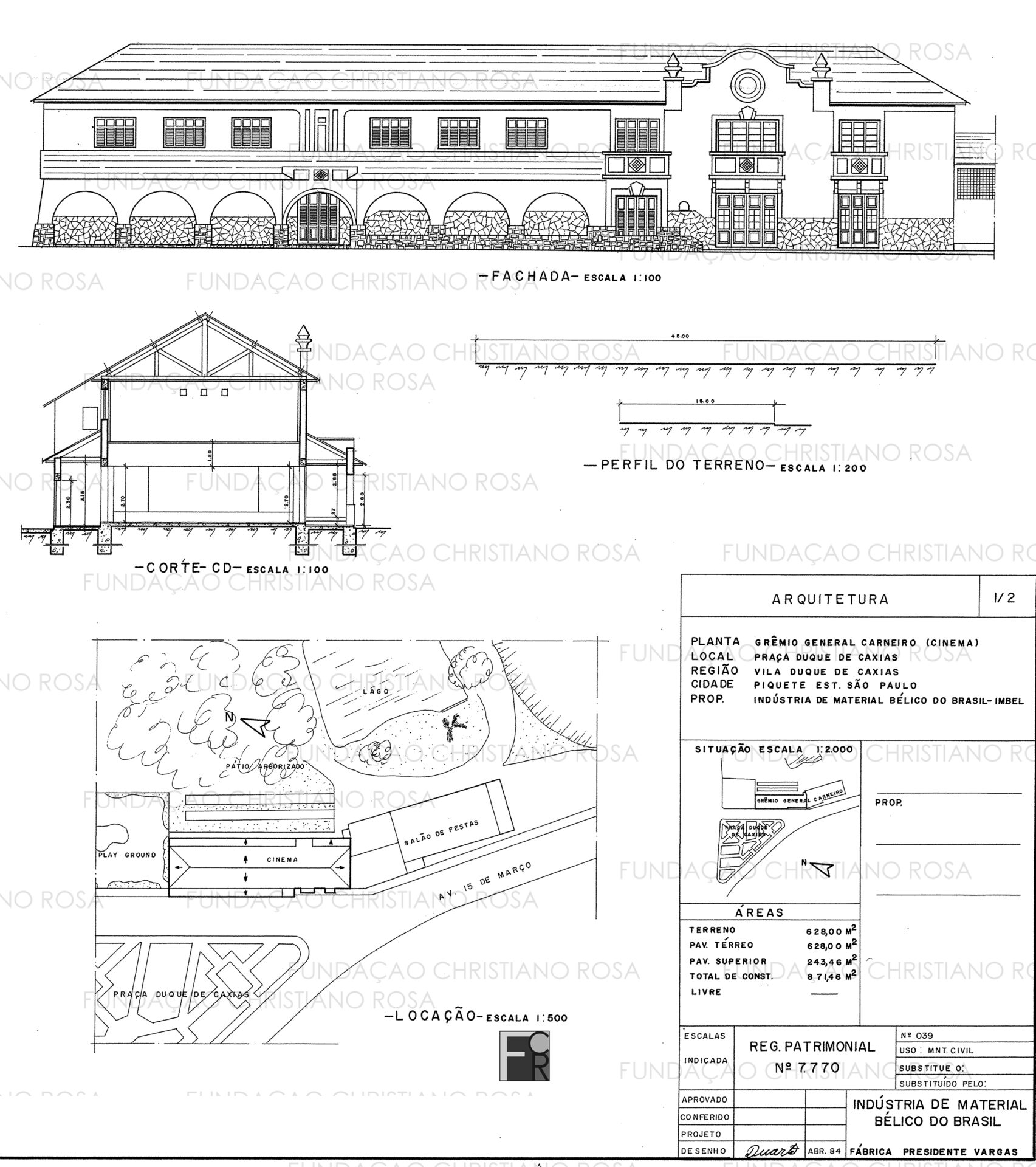 Detalhe da planta arquitetônica do Cine Estrela do Norte. Hoje o Cine Estrela do Norte é um patrimônio histórico-cultural tombado pelo COMDEPHAAPPI e requer maior atenção das autoridades e da comunidade piquetense.