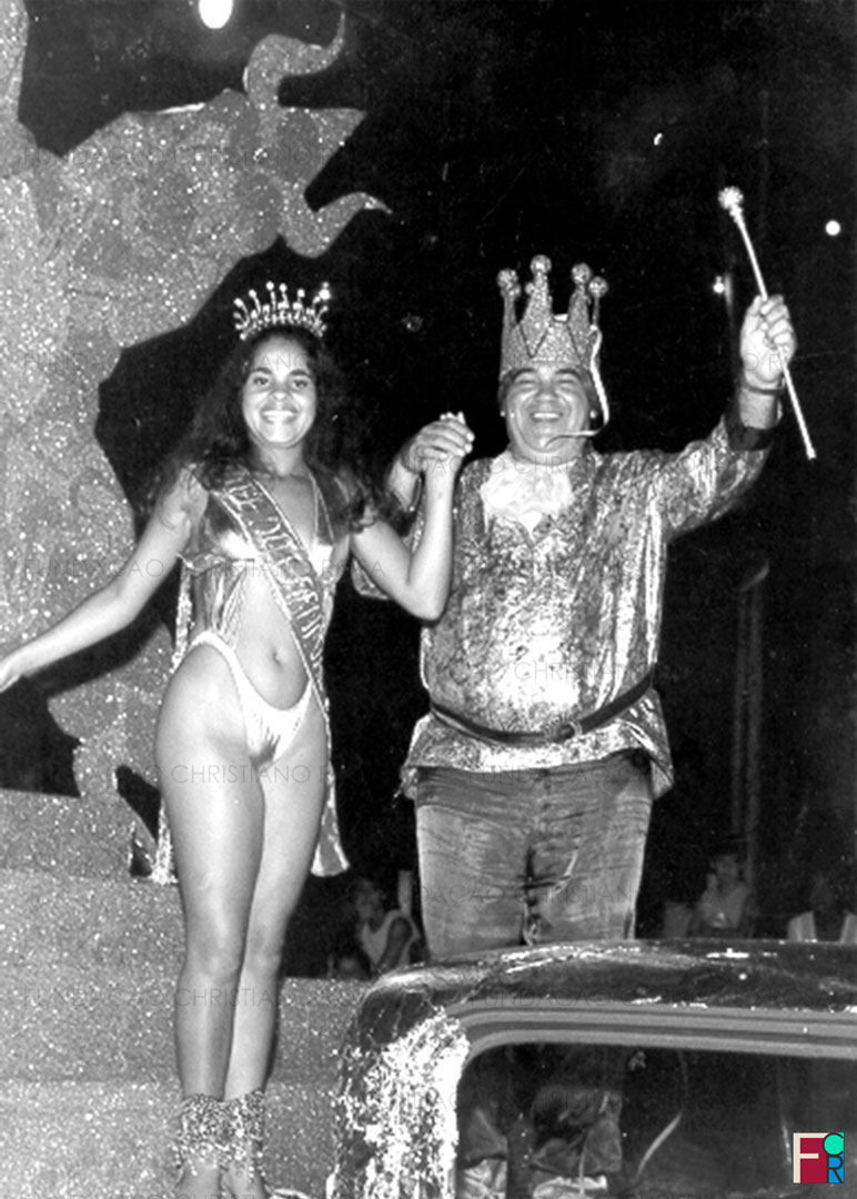 Capistrano, Rei Momo, e a Rainha do Carnaval em Piquete, na década de 1980.