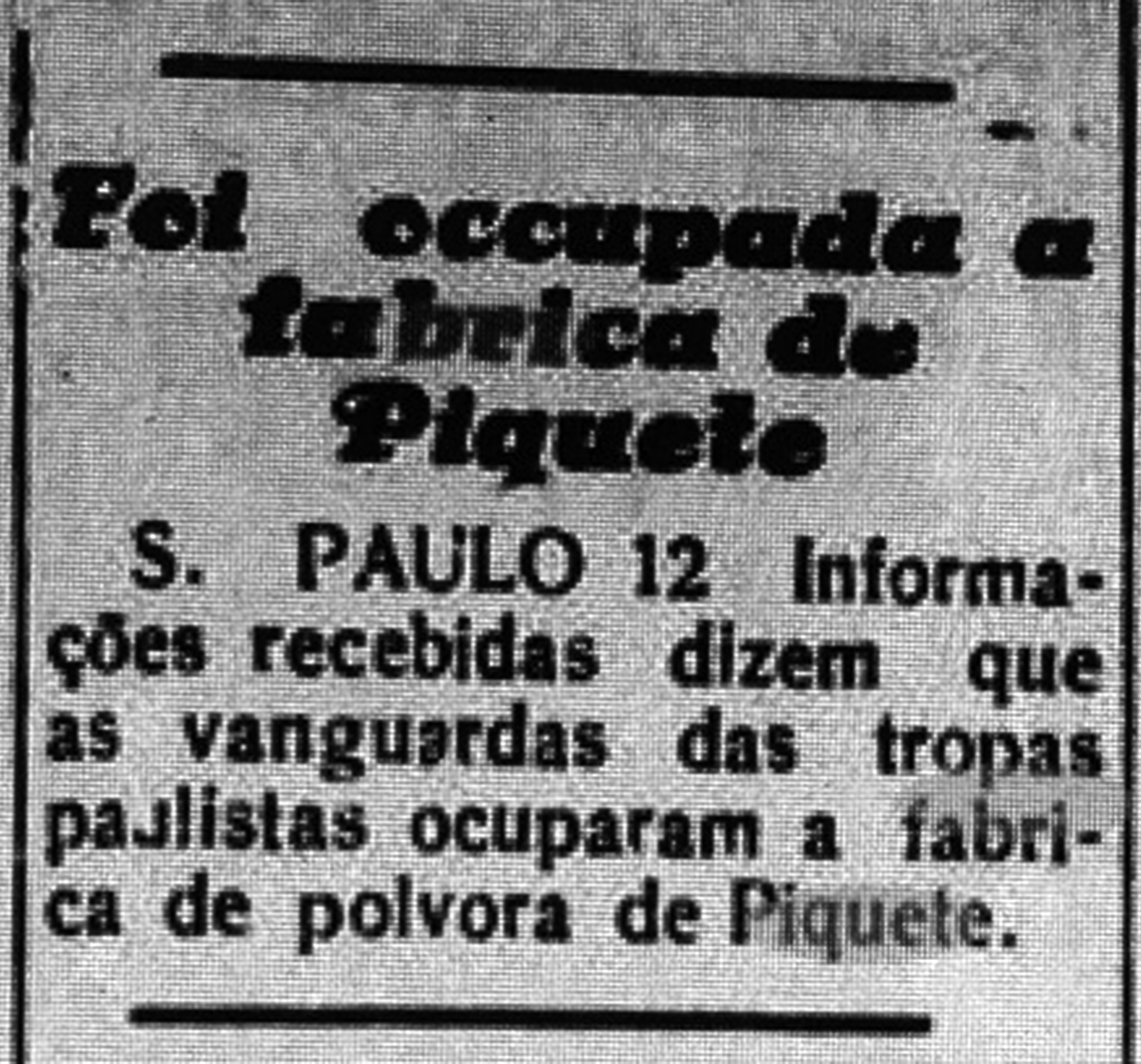 Recorte da primeira página do jornal “A Notícia”, 1ª edição, nº 1.177, de 12 de julho de 1932.