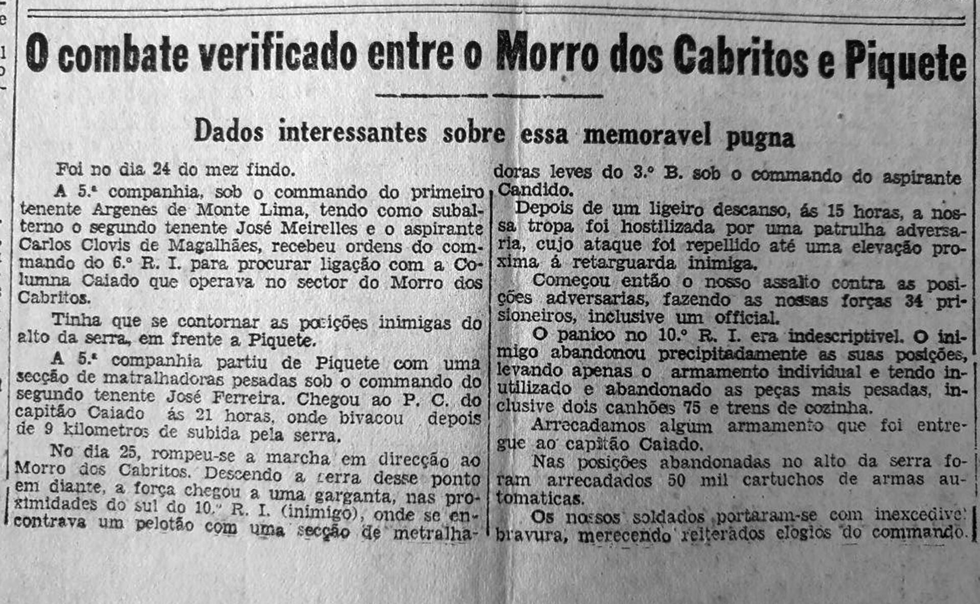 Recorte da primeira página do jornal “Folha da Noite”, 2ª edição, nº 3.552, de 7 de agosto de 1932.