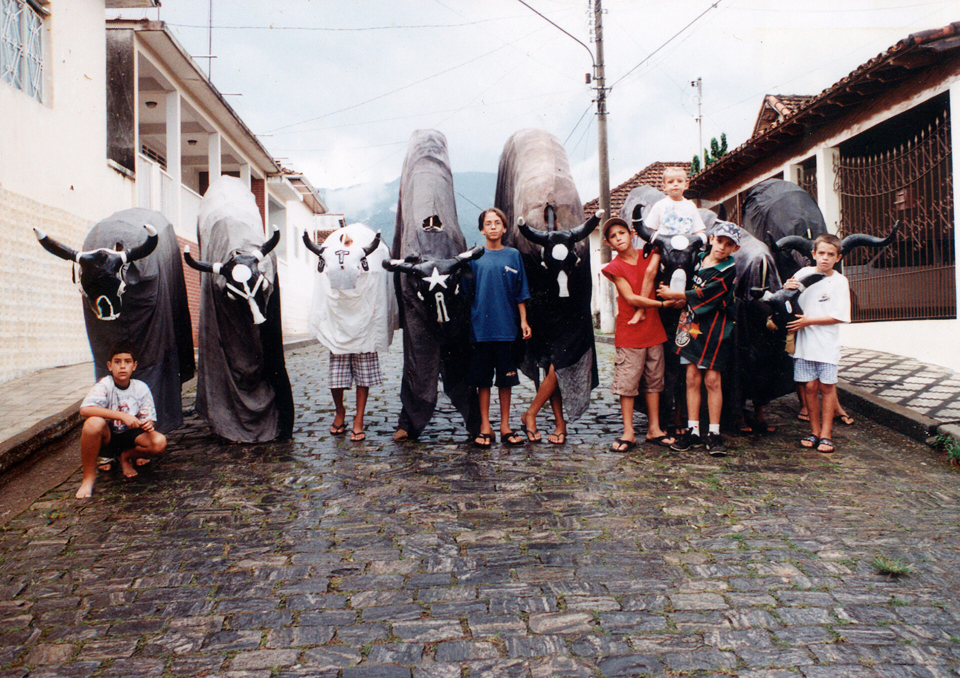 Logo no início de Janeiro pelos bairros da cidade, as crianças se mobilizavam para armar um boi e brincar o Carnaval. Tradição piquetese que merece ser resgatada e estimulada. Foto tirada no Carnaval de 2004, à Rua Cel. Pederneiras.