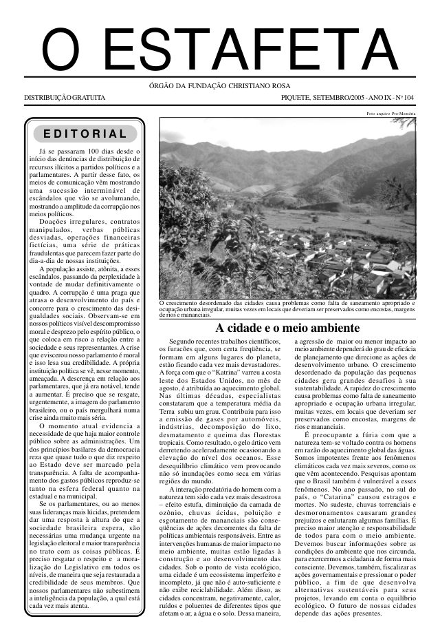O Estafeta nº 104 — setembro de 2005