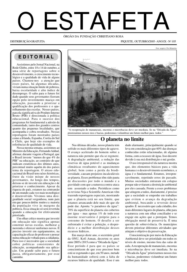 O Estafeta nº 105 — outubro de 2005