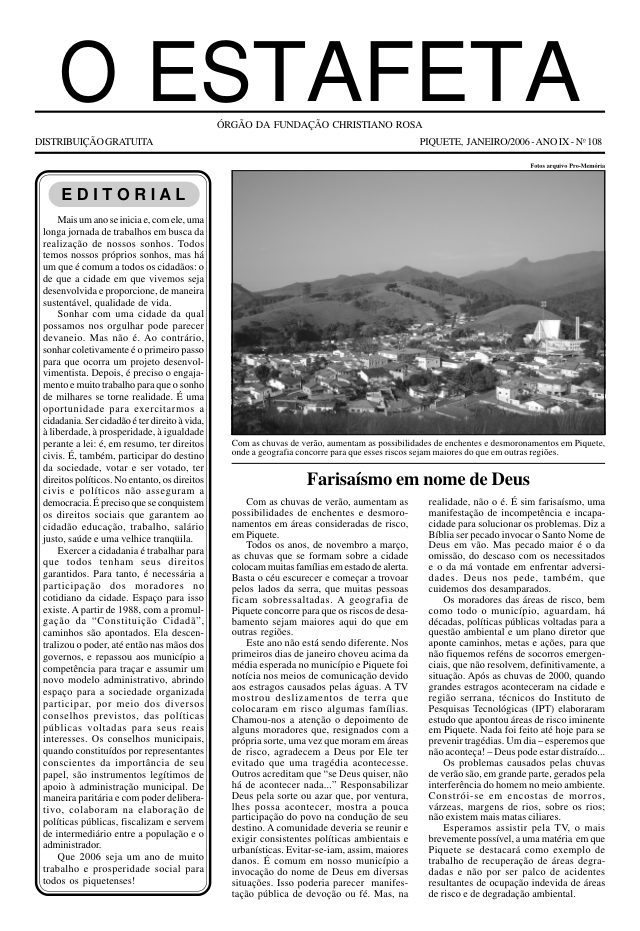 O Estafeta nº 108 — janeiro de 2006