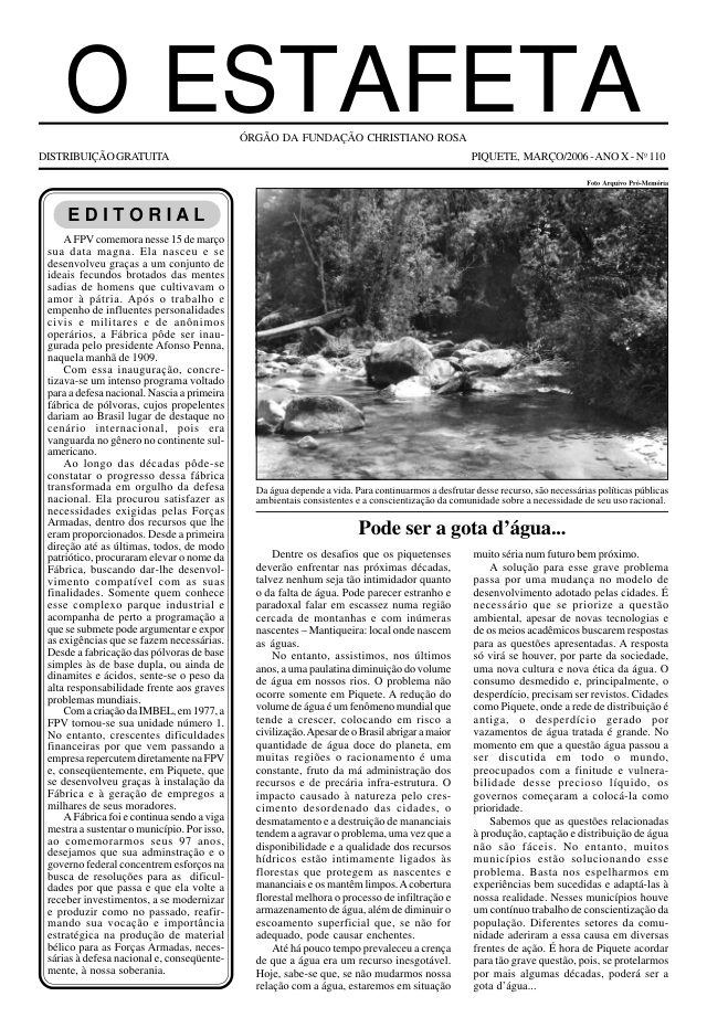 O Estafeta nº 110 — março de 2006
