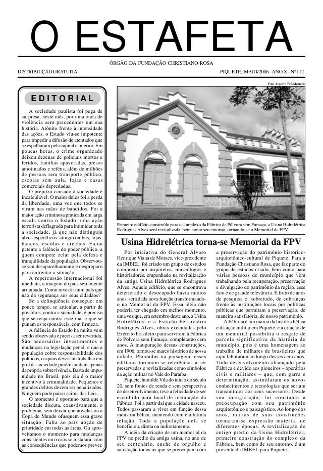 O Estafeta nº 112 — maio de 2006