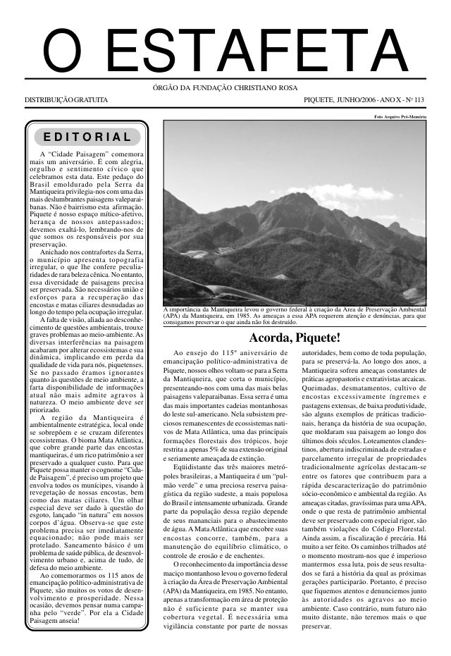 O Estafeta nº 113 — junho de 2006