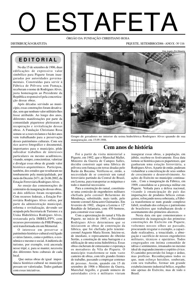 O Estafeta nº 116 — setembro de 2006