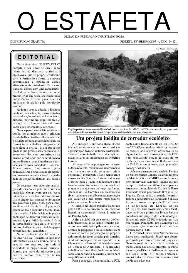 O Estafeta nº 121 — fevereiro de 2007