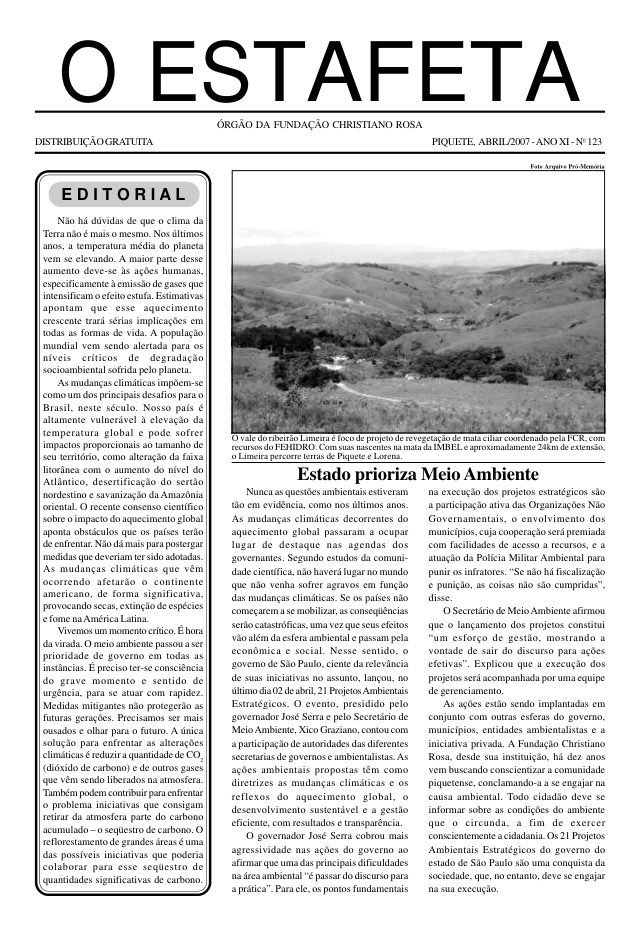 O Estafeta nº 123 — abril de 2007