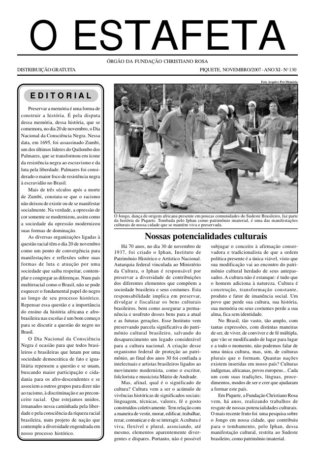 O Estafeta nº 130 — novembro de 2007