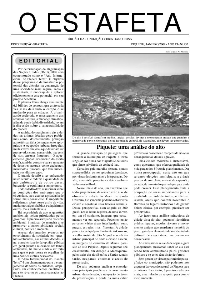 O Estafeta nº 132 — janeiro de 2008