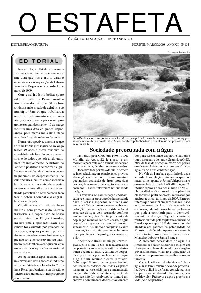 O Estafeta nº 134 — março de 2008