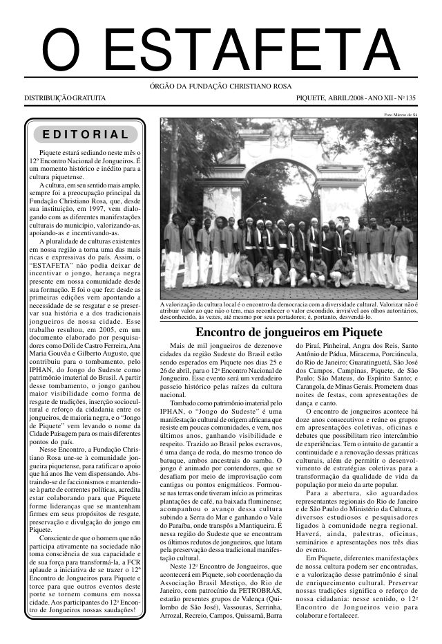 O Estafeta nº 135 — abril de 2008