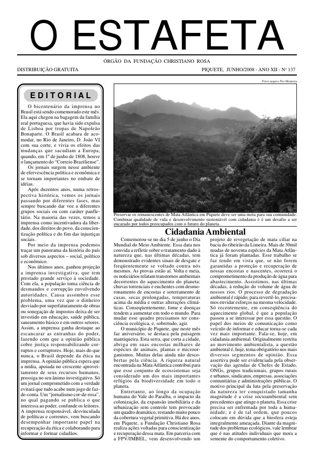 O Estafeta nº 137 — junho de 2008