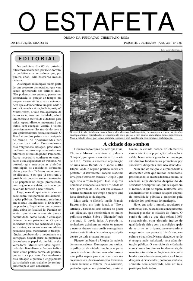 O Estafeta nº 138 — julho de 2008