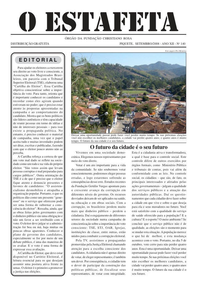 O Estafeta nº 140 — setembro de 2008