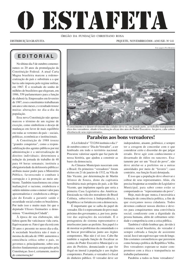 O Estafeta nº 141 — outubro de 2008