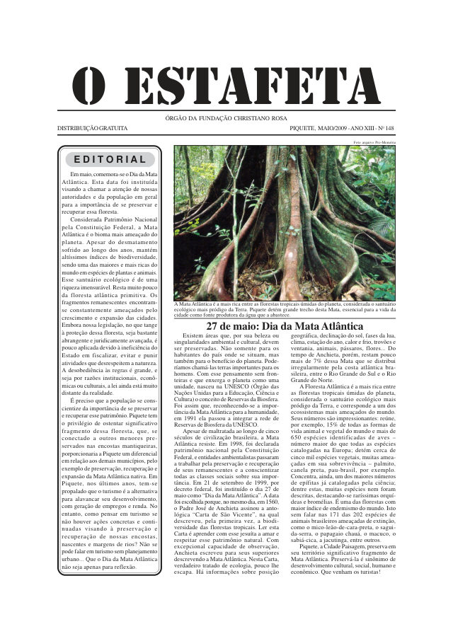 O Estafeta nº 148 — maio de 2009