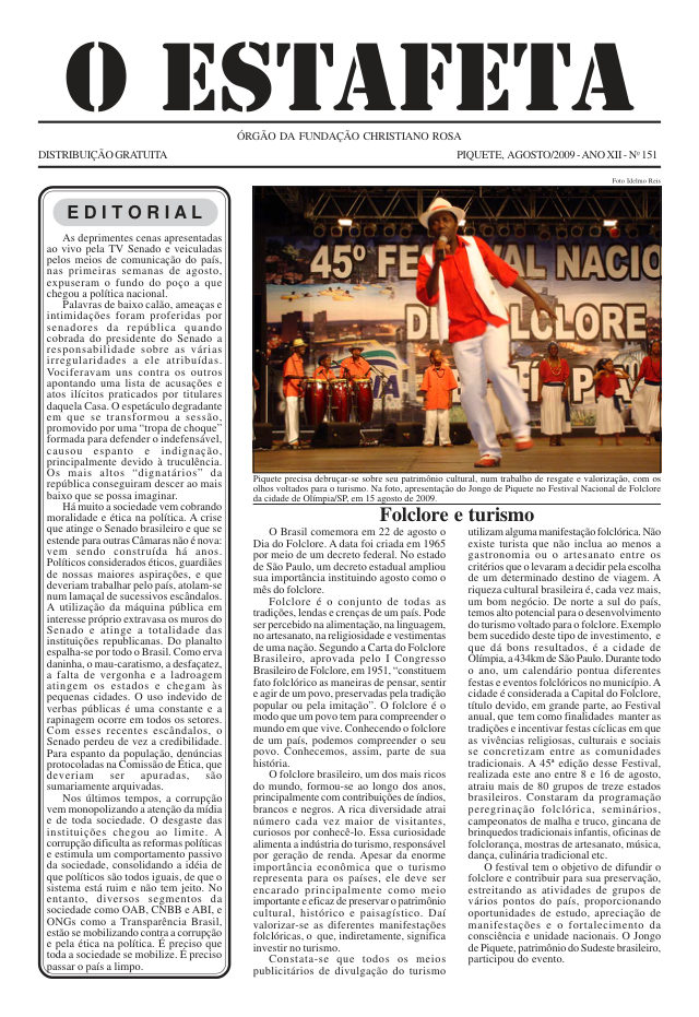 O Estafeta nº 151 — agosto de 2009