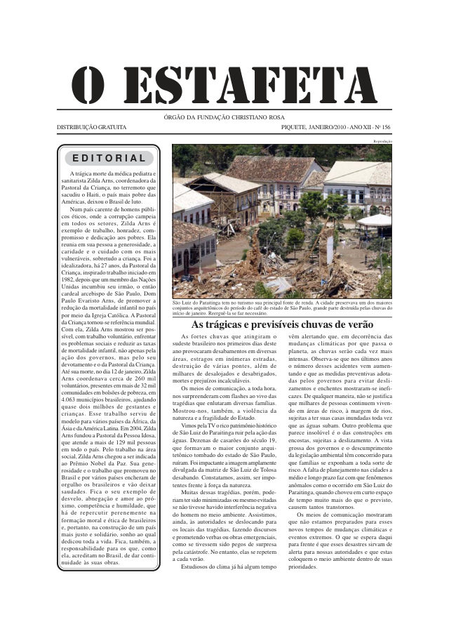 O Estafeta nº 156 — janeiro de 2010