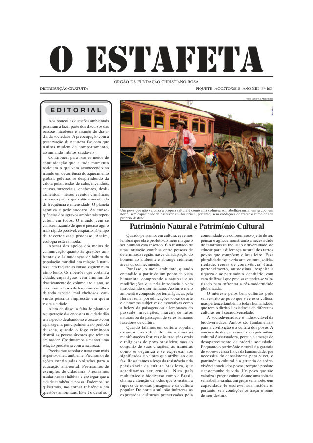 O Estafeta nº 163 — agosto de 2010