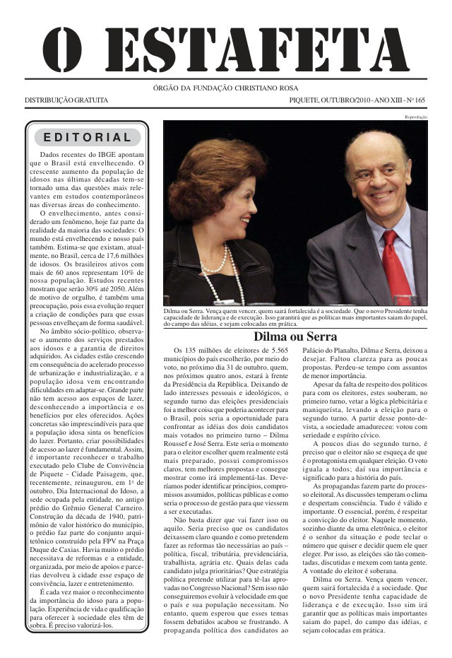 O Estafeta nº 165 — outubro de 2010