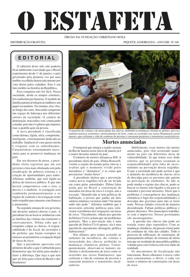 O Estafeta nº 168 — janeiro de 2011