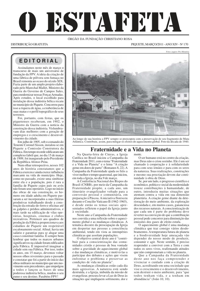 O Estafeta nº 170 — março de 2011