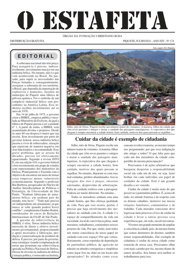 O Estafeta nº 174 — julho de 2011