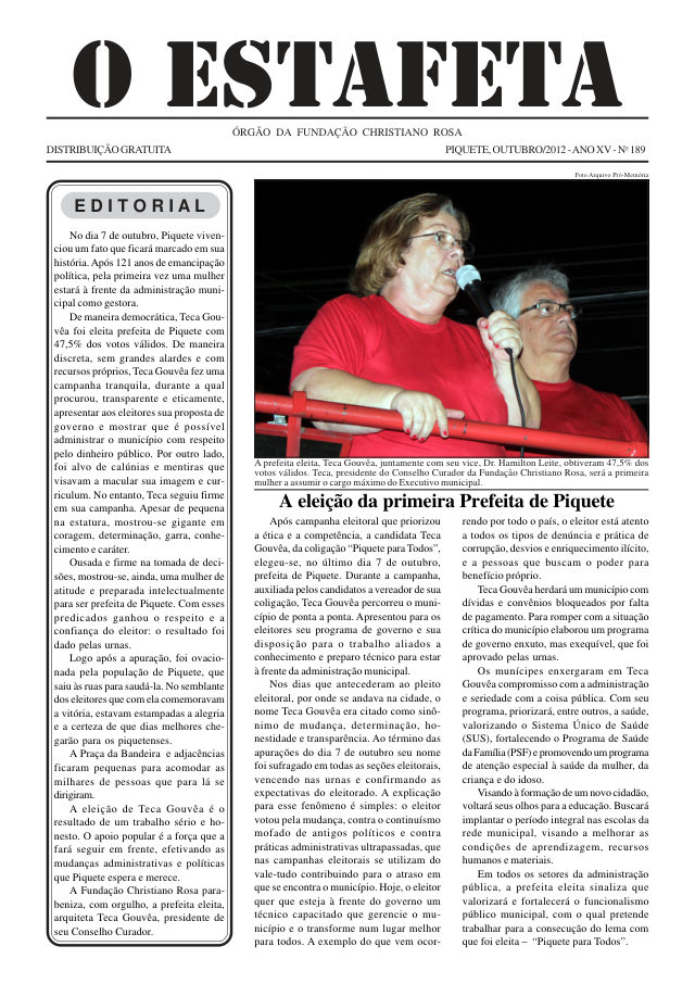 O Estafeta nº 189 — outubro de 2012
