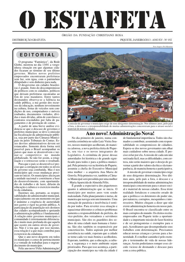 O Estafeta nº 192 — janeiro de 2013