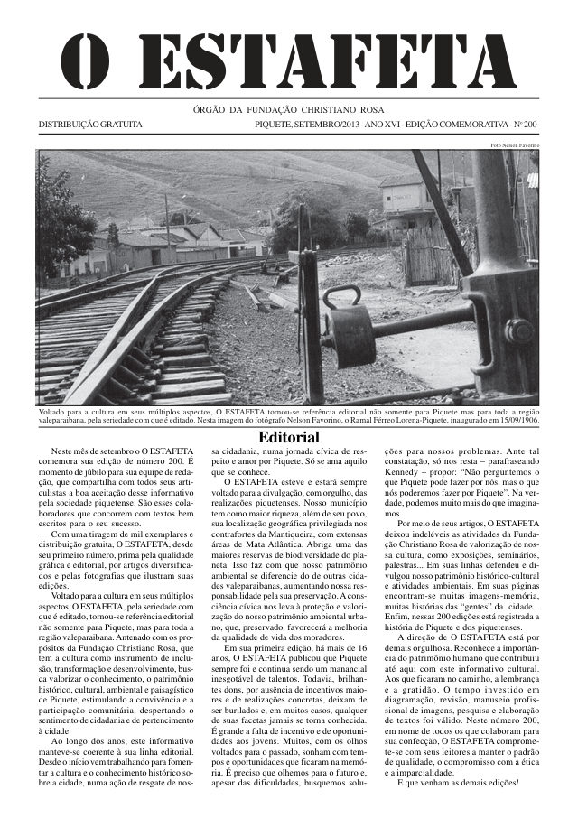 O Estafeta nº 200 — setembro de 2013