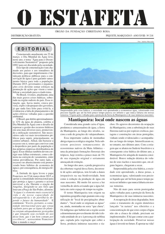 O Estafeta nº 218 — março de 2015