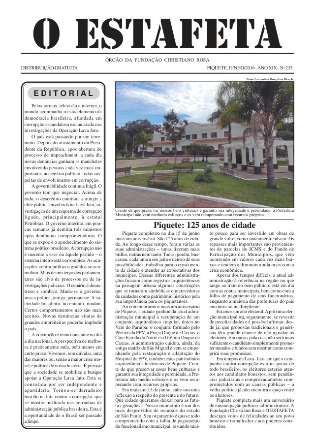 O Estafeta nº 233 — junho de 2016