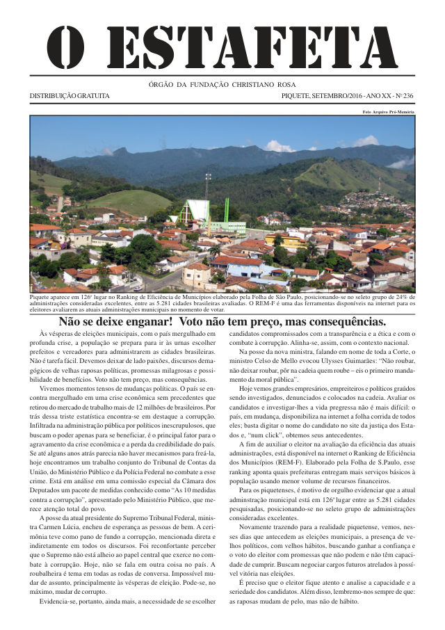 O Estafeta nº 236 — setembro de 2016
