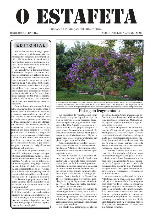 O Estafeta nº 243 — abril de 2017