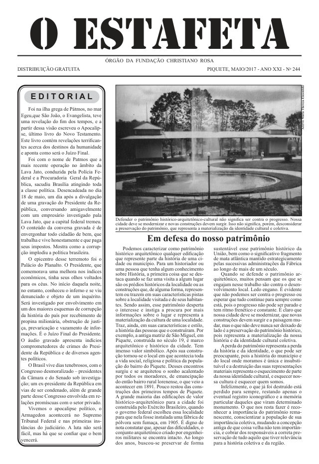 O Estafeta nº 244 — maio de 2017