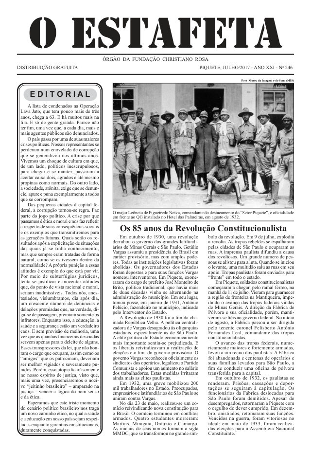 O Estafeta nº 246 — julho de 2017