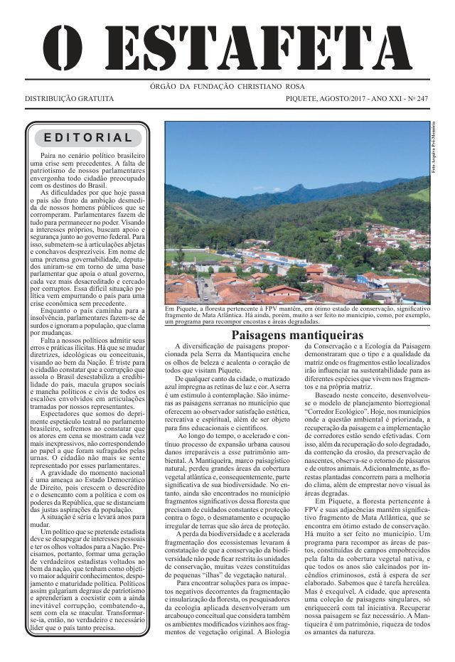 O Estafeta nº 247 — agosto de 2017