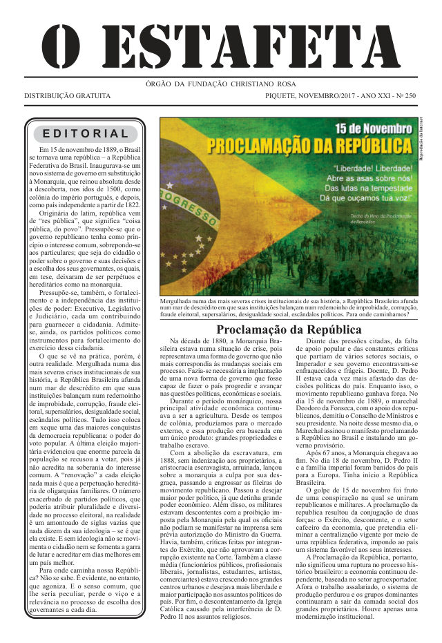 O Estafeta nº 250 — novembro de 2017