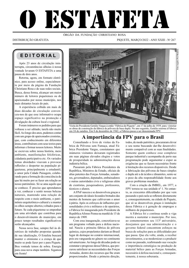 O Estafeta nº 267 — abril de 2019