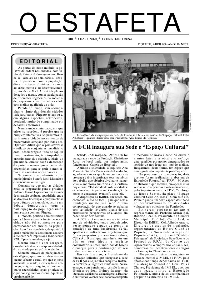 O Estafeta nº 27 — abril de 1999
