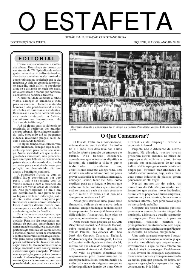 O Estafeta nº 28 — maio de 1999