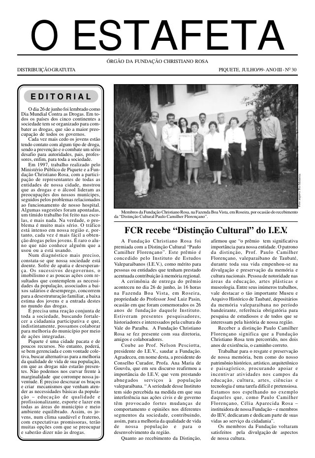 O Estafeta nº 30 — julho de 1999