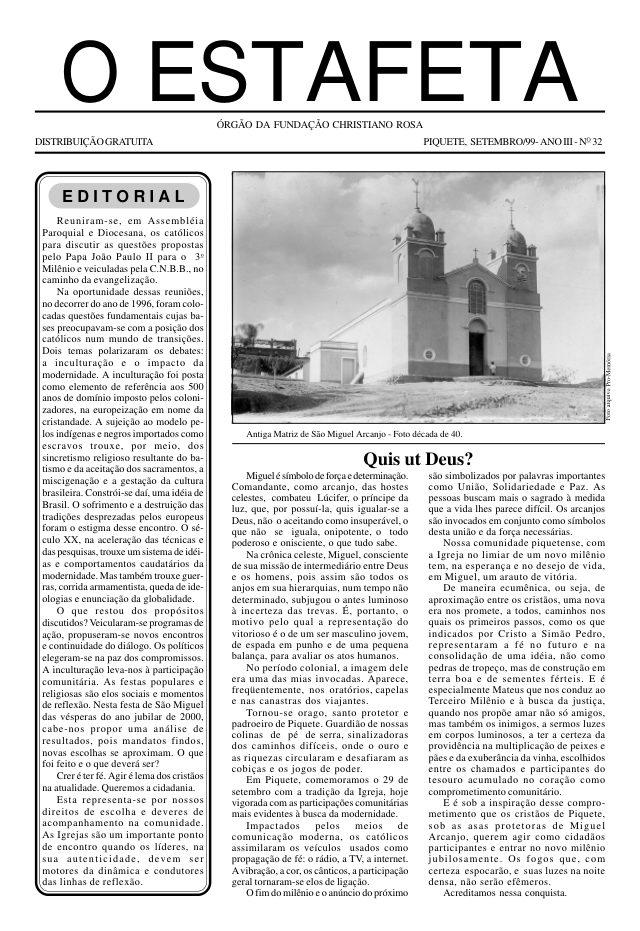 O Estafeta nº 32 — setembro de 1999