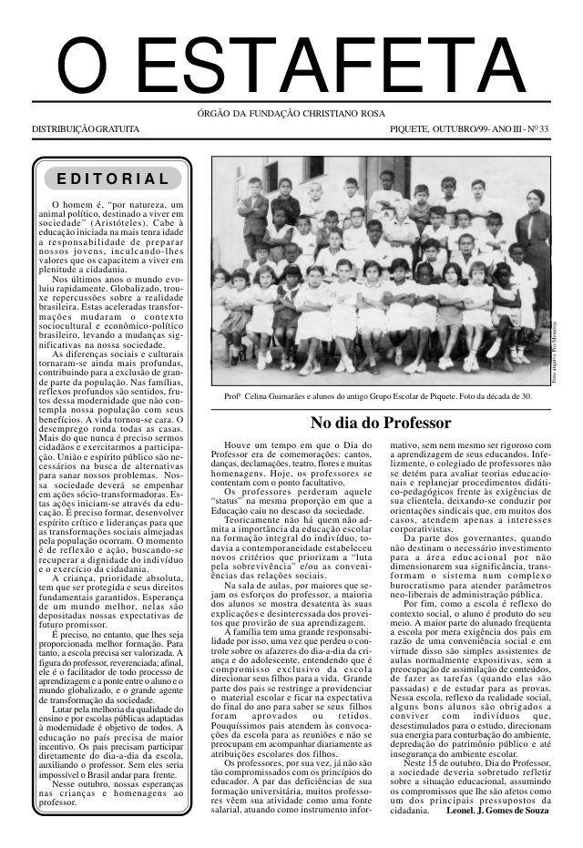 O Estafeta nº 33 — outubro de 1999
