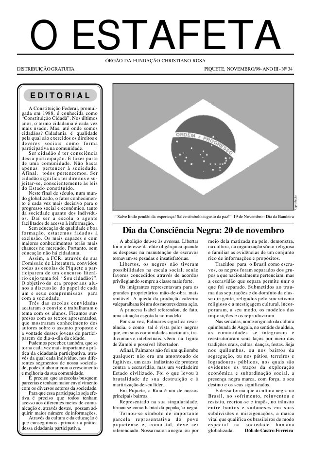 O Estafeta nº 34 — novembro de 1999