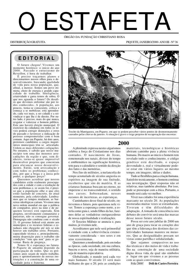 O Estafeta nº 36 — janeiro de 2000
